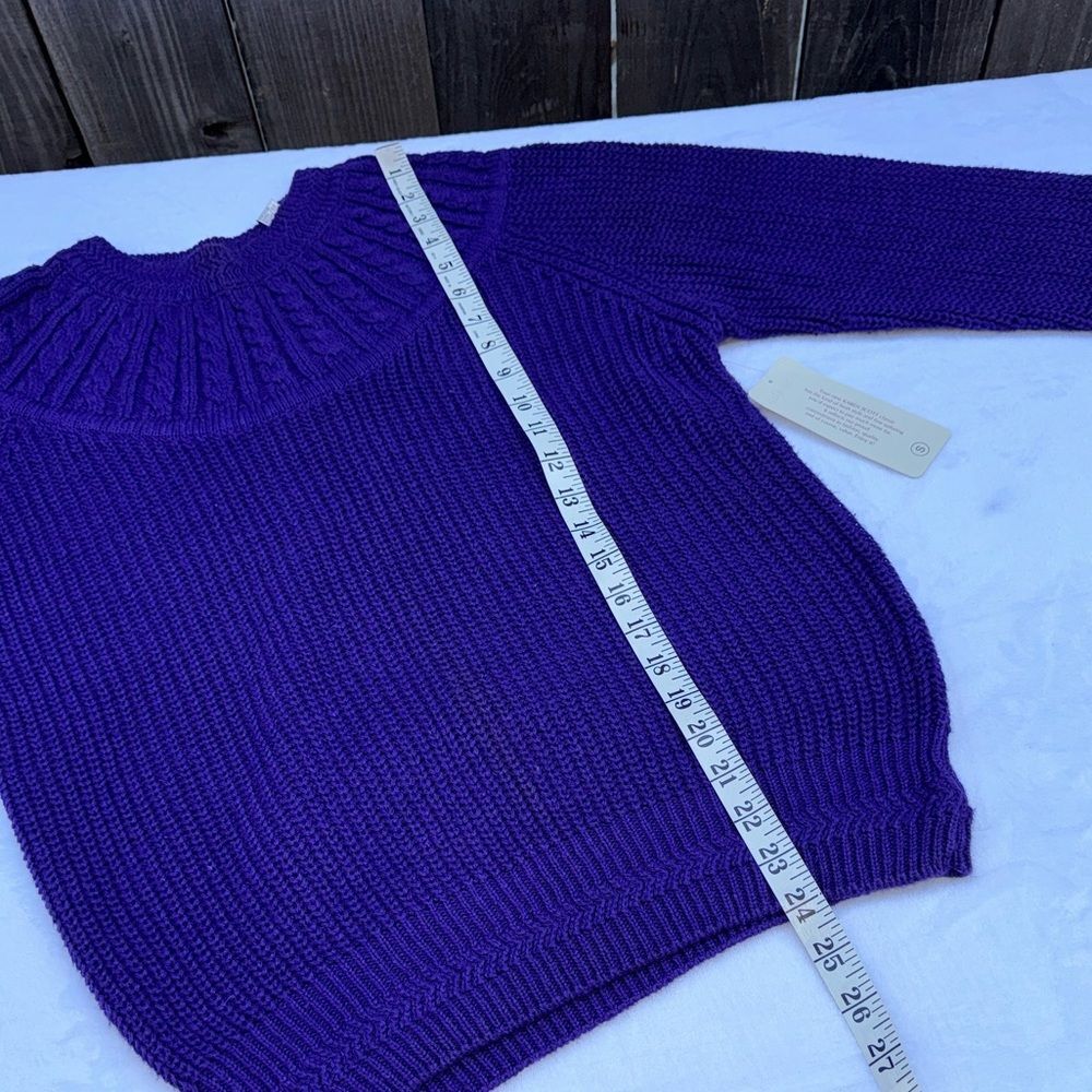 KAREN SCOTT Vintage Purple Turtleneck Cable Knit Sweater Size Small - Picture 8 of 8